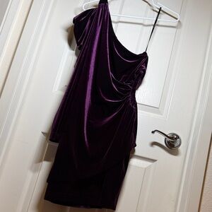 Bebe one-shoulder velvet cocktail dress. Size XS.